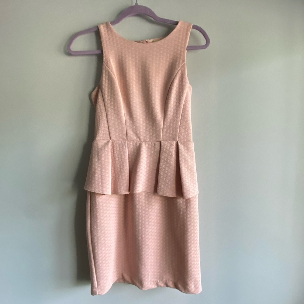 Rose Light Pink Peplum Dress, Small, Gianni Bini